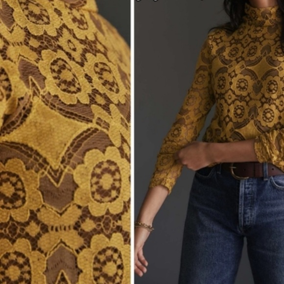 Anthropologie Maeve Lace Mock Neck Top size 1X - Picture 5 of 9